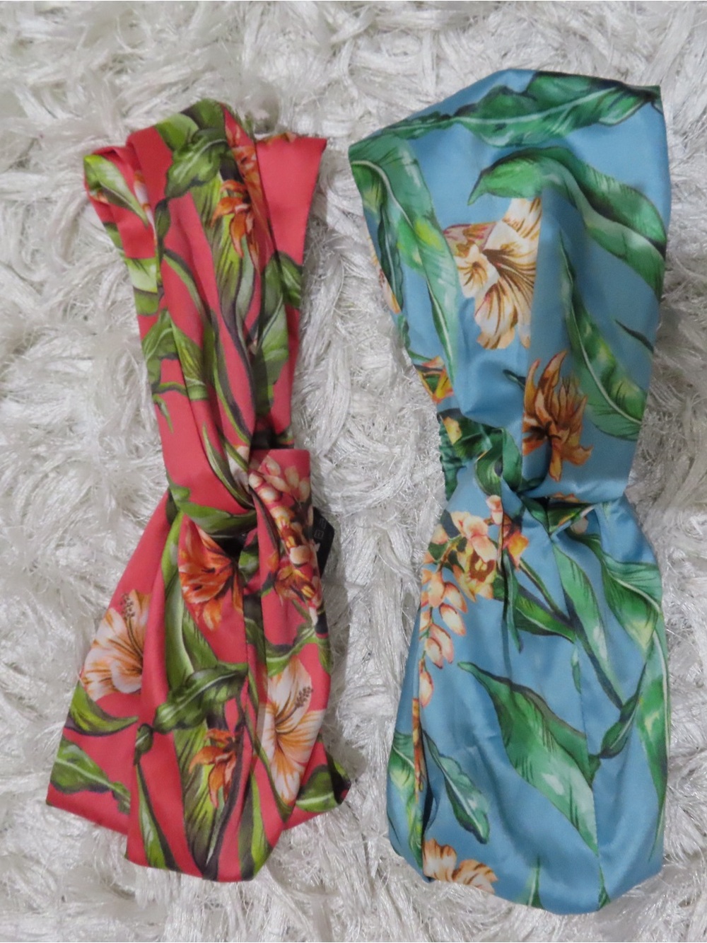 Main Character Floral Headband Duo - Coral & Sky Blue
